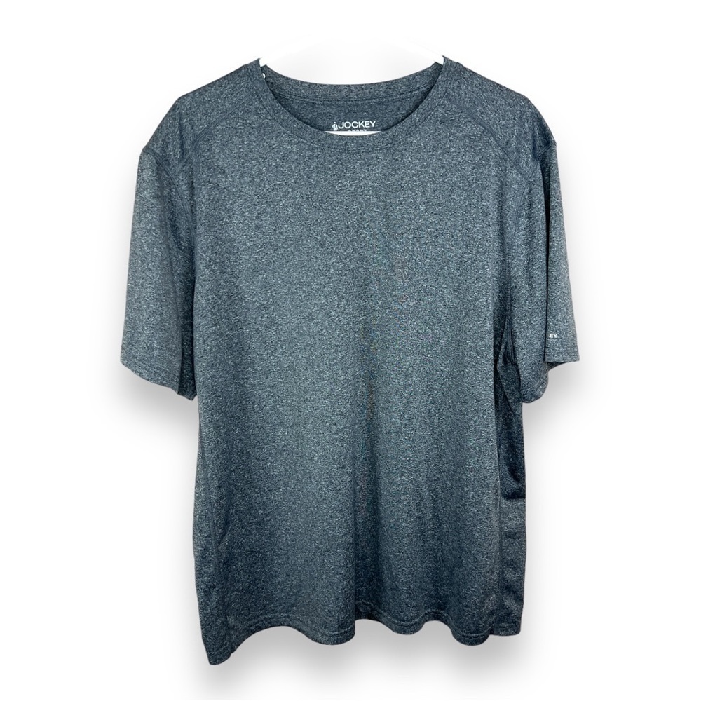Jockey Grey Short Sleeve Tee T Shirt Athletic Activewear Stretch Mens